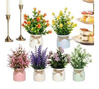 6-Piece Artificial Potted Flowers - Mini Colorful Faux Plant Decor Set