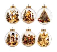 6-Piece Illuminated Christmas Decoration Ball - Warm LED Hanging Ornaments | Add Warm Glowing Charm to Your Christmas Tree and Holiday Party with This Illuminated Transparent Acrylic Decoration Ball Set