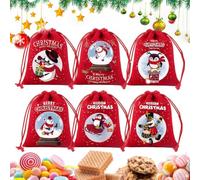 6 Pieces Drawstring Bag, ChristmasSeasonal Goodie Pouches | Party Favor Pouches for Kids Teens Retail Store Home Office School Parties Gatherings Themed