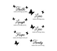 6 Pieces Faith Hope Love Laugh Family Live Wall Decal Sticker Motivational Wall Decal Sticker with 12 Pieces 3d Butterfly Decal Inspirational Quotes S