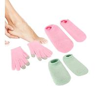 6 Pieces of Touch Screen Moisturizing Gloves And Socks, Gel Moisturizing Essential Oil Hydrating Repair Mask, 2 Pink Touch Screen Hand Masks 2 Green Anti Slip Foot Masks 2 Pink