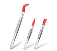 6 Pieces Tweezers with Rubber Tips PVC Coated Set, Straight and Flat T