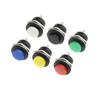 6 piezas, 1 x 6 colores, R13-507, interruptor pulsador momentáneo SPST NO con tapa redonda, CA 6 A/125 V 3 A/250 V Controls Switches
