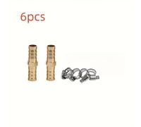 6 piezas = 2 juegos de conector de manguera de tubo de cobre, juego de abrazaderas de acero inoxidable 304, refuerzo octogonal de canal, acoplador de conexión rápida, aire, agua, aceite, combustible