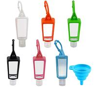 6 Piezas 30ml Botellas de Viaje y 1 Embudo, Botella Recargable Vacía, Transparente Plástico Portátil Prueba Fugas Botellas con Funda de Silicona para Cosméticos, Lociones