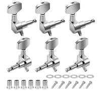 6 Piezas 3L3R Clavijas de Afinación de Guitarra Semicerrada, Cabezas de Máquina Cromadas, Sintonizadores de Bloqueo, Clavijero de Repuesto Plateado, Partes De Guitarra para Acústica Folk Guitarra