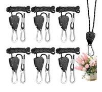 6 Piezas 4 m Rope Ratchet Trinquete de Cuerda, 1/8 Inch Cuerdas Tienda Campaña, Trinquete Colgador, Ratchet con Gancho para toldos y Cuerdas para Camping, Gancho para Cuerda de Carraca de 1/8 Rope