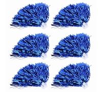 6 piezas 7 colores pompones de animadora escuadrón animar deportes fiesta baile accesorios útiles flores de muñeca de PET elásticas duraderas para eventos de porristas (Azul)