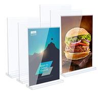 6 piezas A5 Soportes de Acrílico Ultra claro, Poporte de Exhibición de Acrílico A5 de Doble Cara, Menu Soporte para Mesa, A5 Soporte de Mesa Estable en Forma de T para Restaurante, Hotel, Tienda