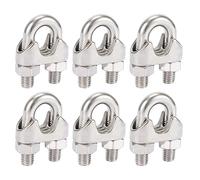 6 Piezas Abrazadera de Cable M4, Abrazadera de Cuerda de Alambre, Clip de Cuerda de Alambre Inoxidable, Perno en U Sujeta Cables de Acero, Para Cable de Acero de Cuerda 4mm