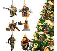 6 Piezas Adorno De Bombero Acrílicoz,Decoraciones Navideñas de Bombero,para Árbol De Navidad, Colgante De Navidad para Interior, Adornos para Árbol De Navidad Adecuado para Navideños
