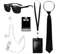 6 piezas Agente Disfraz Accesorios, Kit De Traje De Guardia De Seguridad Secreto, Servicio Secreto Juego de Disfraces Espía Accesorios con Gafas Corbata para Hombres Mujeres para Cosplay