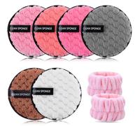 6 Piezas Almohadillas Desmaquillantes y Bandas de muñeca faciales,Discos Desmaquillantes Reutilizables,Muñequeras de Spa,Para Limpieza Facial