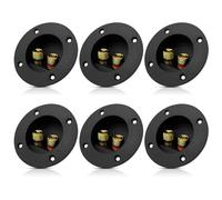 6 Piezas Altavoces Caja De Terminales, 2 Vías Caja De Altavoz Terminal, Altavoz Estéreode, Altavoz Caja Terminales De Cubierta Postal Para Bricolaje, Altavoz Estéreo Y Subwoofer (Negro, Redondo)