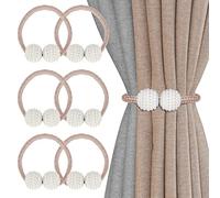 6 Piezas Alzapaños Magnéticos Cortinas,Sujeta Cortinas Decorativos,Perlas Hebillas Cuerda (champán)