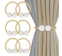 6 Piezas Alzapaños Magnéticos Cortinas,Sujeta Cortinas Decorativos,Perlas Hebillas Cuerda (Oro)