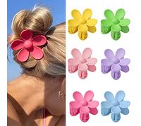 6 Piezas Antideslizantes Coloridas Grande Pinzas de Pelo, clips de pelo con flores,Plástico Grande Pinzas Pelo, para Bañarse, Lavarse la Cara, Maquillarse, Fiestas, 6 colores…