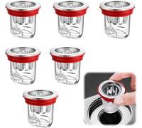 6 Piezas Atrapa Pelos Ducha Transparente Rejilla Desague Ducha Diámetro de Drenaje del Piso Aplicable 3.2cm-4.5cm,Desodorante Anti -Insecto Filtro Desague Ducha para Baños,Cocinas,Salas de Lavadoras