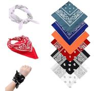 6 piezas Bandanas para hombres y mujeres, pañuelos de cabeza de nailon Pañuelo de cowboy con estampado de cachemira, bandanas cuadradas ideales para montar en bicicleta, hip-hop