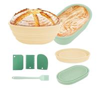 6 Piezas Banetones para Pan, Cesta Pan Cesta de Fermentación de Pan Cuenco para Fermentar Pan Banneton, con Rascador y Cepillo de Aceite, Reutilizable para Hornear y Fermentar Pan Artesano