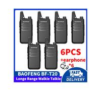 (6 piezas BF-T20) 6 mini walkie-talkies BF-T20 portátiles con radio bidireccional y carga USB VOX para
