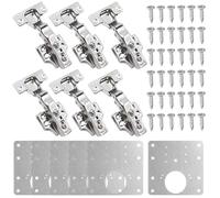 6 Piezas Bisagras Puertas Cocina 105° Bisagras Armario con 6 Placa Reparación Bisagra e 72 Tornillo Bisagras de Gabinete con Muelles Hidráulicos para Muebles de Cocina Cajón Armario