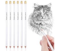 6 Piezas Blanco Lápiz de Borrar Suave Fácil de Transportar e Sujetar de Madera para un Borrado Fino para Dibujo, Alto Brillo, Bocetos y Manualidades para Artistas, Estudiantes y Profesionales