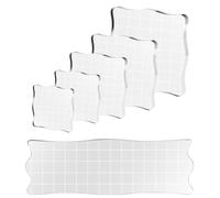 6 Piezas Bloques de Estampación de Acrílico Transparentes, Bloques de Sellos de Acrílico con Líneas Cuadrícula Transparente para álbumes de recortes, decoraciones de tarjetas de manualidades