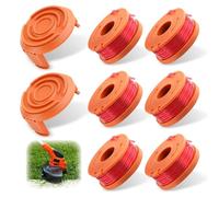 6 piezas bobina de hilo compatible con corte borde WORX con 2 tapas, WA0004.1/WA0010 Bobina de alambre de repuesto,compatibles con Worx WG150/WG173E/WG183E/WG118E (Ø 1,65 mm y 3 m)