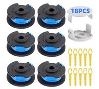 6 Piezas Bobina de Repuesto de Recortadora para Ryobi One+ 18V 24V 40V Desbrozadora +2 Cortacésped Tapa de Carrete +10 Cuchillas de Recambio Modelo AC14RL3A Carrete para Cortabordes (⌀1,65 mm, 3,4 m)
