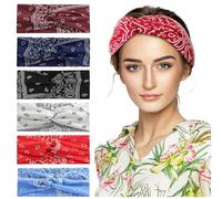 6 Piezas Boho Diadema, Vintage Cintas Elasticas Pañuelos Pelo Turbantes, Yoga Deportes Diademas, Ancho Impresión de Boho Cinta, Accesorios para el Cabello para Mujeres