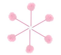 6 Piezas Bolígrafo Creativo Kawaii Pompón de Peluche Rosa | Material Plástico y Felpa Suave, Diseño Portátil y Divertido, Adecuado para Fiestas y Uso Escolar Diario