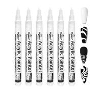 6 Piezas Bolígrafos de Esmalte de Uñas, 3D Bolígrafos Blancos para Decoración de Uña Francesas, Bolígrafo de Pintura DIY para Grafiti, Bolígrafo de Pincel para Decoración de Uñas (Blancos)