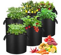 6 Piezas Bolsas de Cultivo Plantas 11L, Bolsas de Crecimiento Reutilizables, Maceta de Tela Cultivo de Patatas con Asas de Plantas, Bolsa de Siembra no Tejida para Papas Tomates Fresas (3 Galones)