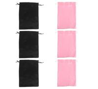 6 Piezas Bolsas de Satén para Guardar Pelucas Cordón 25x35 CM | Rosa y Negro, Seis Piezas, para Extensiones y Tocadores, Organizador Estructurado de Pie