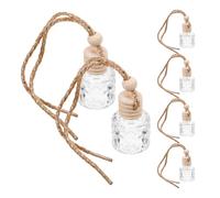 6 Piezas Botella de Perfume 8ml Colgante de Vidrio y Madera | Cuerda Incluida, para Aromas y Recambio, Diseño Cilíndrico Transparente, Uso en Hogar y Armario