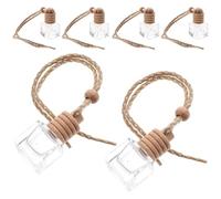 6 Piezas Botella Difusora de Perfume 8ml de Vidrio y Madera | Ambientador Recargable, Fácil de Instalar, Decoración Interior para Coche, Frasco Vacío Transparente
