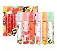 6 Piezas Brillo de Labios Enrollable Set, Aceite de Labios con Sabor a Frutas, Barra de Labios Líquida con Purpurina, Brillo de Labios Hidratante Transparente, No Pegajoso Lip Glow Oil