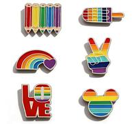 6 Piezas Broche-Arcoiris, Pin Esmalte Pride, Insignia Orgullo Gay, Para Suéteres, Bufandas, Pañuelos, Vestidos, Trajes, Mochilas. (Arcoíris)