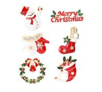 6 Piezas Broche Navideño de Aleación para Pin de Pecho Infantil | Diseño de Dibujos Animados, Superficie Lisa, Accesorios DIY para Horquillas