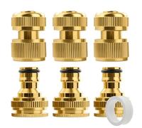 6 Piezas Bronce Sólido Conectores Piñera, 1/2 Pulgadas y 3/4 Pulgadas 2 en 1 Conectores Piñera, 1/2 Pulgadas Conexión Rápida Mangueras, PTFE-Band, Kit Mangueras Resistentes