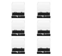 6 Piezas Caja Expositora Cúbica Transparente de Plástico | Base Negra Elegante, Protección y Visibilidad, Adecuado para Estantes y Espacios Reducidos
