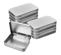 6 Piezas Cajas Rectangulares de Metal con Bisagras, 9.5x6x2cm Cajitas Metalicas con Tapa, Mini Metal Caja de Almacenaje, Tin Box Portátil para Guardar Objetos Pequeños y Suministros del Hogar(Plata)