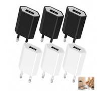 6 Piezas Cargador USB 5V 1A, Cargador de Pared Universal, Enchufe USB Adaptador para iPhone 8 7 6, Samsung S22 S21 S20 S10 S9 S8 S7 S6, Huawei, Xiaomi, LG, Oppo, Smartwatch, Luces LED Dispositivos USB