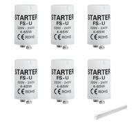 6 Piezas Cebador Fluorescente, Lighting Starter para Tubos Fluorescentes, Compatibles con Tubos de 4-65W y 220-240V, Encendido Rápido, Seguros y Eficientes para Iluminación Uso Doméstico Comercial