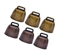 6 Piezas Cencerro de Pastoreo Pequeño de Hierro, Soldado, Vintage | Superaudible a Larga Distancia, Superficie Lisa Electrochapada, Ligero y Cómodo, para Caballos y Vacas