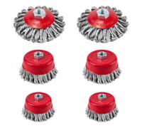 6 piezas Cepillo Alambre, Cepillo Taladro, Cepillo de Alambre para Taladro Diámetro de 75 mm y 100 mm, Cepillo Alambre Taladro para Amoladora Angular de Alambre