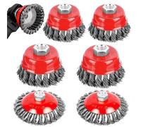 6 piezas Cepillo Alambre para Amoladora Angular, Cepillo para Taladro de 75 mm y 100 mm de Diámetro, M14x2 Cepillo de Alambre para Lijar y Eliminar óxido y Pintura