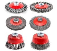 6 Piezas Cepillo de Alambre para Taladro Kit, M14 Cepillo Metalico para Taladro Amoladora, Diámetro 75mm/100mm Cepillos de Alambre, para Madera y Meta, para Eliminación de Oxido, Pintura