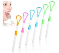 6 Piezas Cepillo para Lengua, Tongue Scraper de Plástico Limpiador Lingual Raspador de Lengua Raspador Lingual 2 en 1 Limpia Lenguas Adulto para Higiene Bucal Eliminar Placa Dental Aliento Fresco